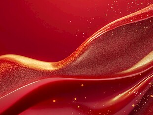 红色金粉流动质感背景图