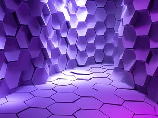 紫色六边形科幻空间场景