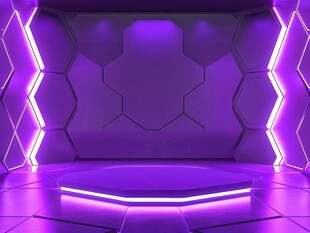 紫色科幻风炫酷展示空间