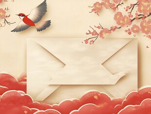 中式信笺飞鸟花卉图