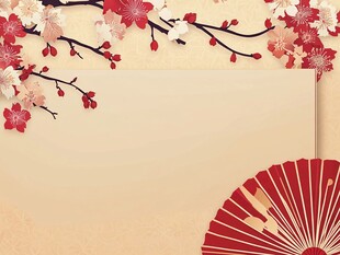 红梅折扇中式典雅背景
