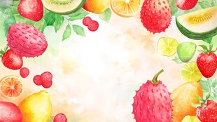 缤纷水果环绕的清新画面