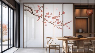 中式禅意茶室 樱花墙饰美