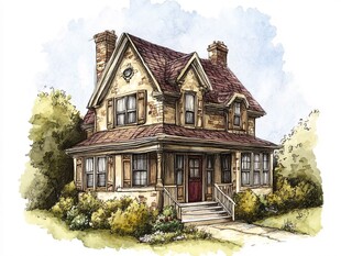 复古风格两层乡村小别墅