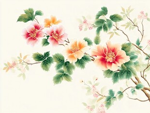 中式花卉工笔画精美画面
