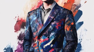 彩绘西装男士的艺术风采