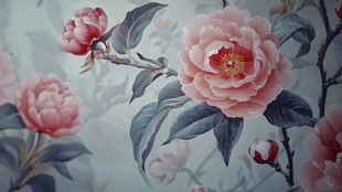 中式花卉墙纸 唯美浪漫风