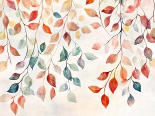 水彩风垂落多彩树叶图案