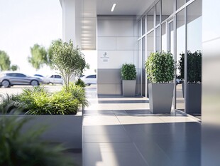 现代建筑入口绿植景观