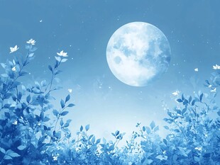 月夜下的花草梦幻景象