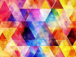 多彩三角几何水彩背景图
