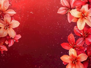 红色花卉背景图