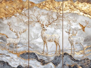 金鹿瑞景 中式轻奢装饰画