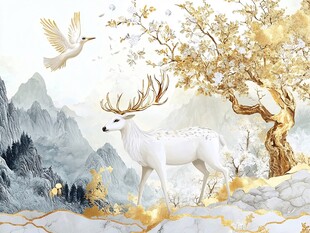 瑞鹿栖山 白鹤翔空