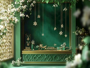 中式绿韵雅致婚礼布置场景