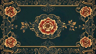 复古金色玫瑰花纹装饰背景