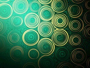 绿底金色圆环梦幻背景图