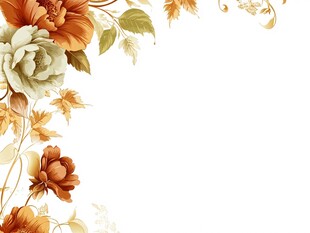 复古花卉装饰角落插画