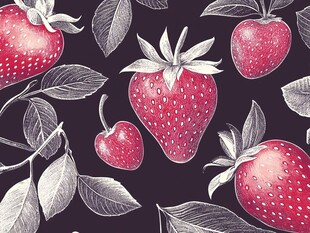 草莓与叶的精美图案设计