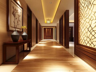 中式典雅长廊室内设计图