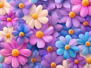 多彩缤纷花朵图案背景