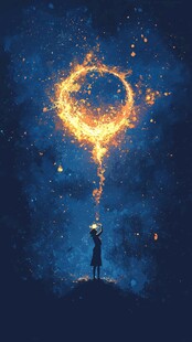 女孩放飞梦幻星光气球