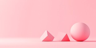 粉色几何造型静物展示