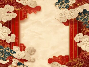 中式古风云纹边框背景图