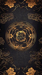 黑金虎纹中式古典图案