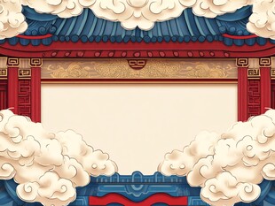 中式古典建筑云纹边框图