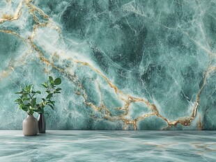 翠绿大理石墙前绿植景致