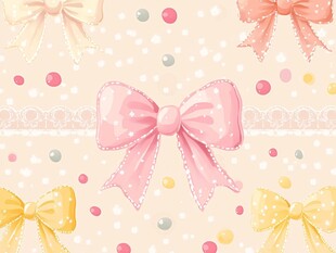 甜美蝴蝶结波点装饰图案