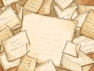 复古书信堆叠场景