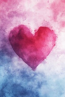 水彩绘就的浪漫爱心