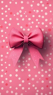 粉色蝴蝶结波点背景图