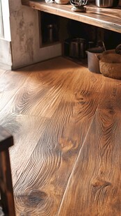 复古风木质地板家居一角