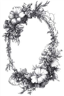 手绘花卉环形装饰图案