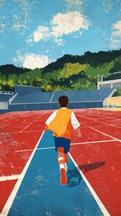 少年在跑道上奋力奔跑