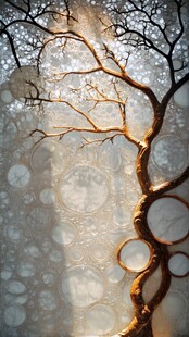 梦幻枯树与光影交织图景