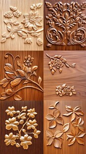 精美木雕花卉图案展示