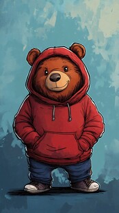 穿着连帽衫的可爱小熊