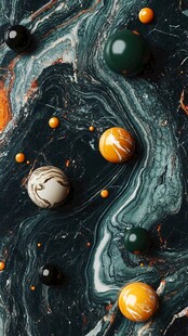 多彩球体点缀奇幻纹理背景