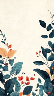 手绘植物边框插画背景图