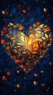 梦幻心形花卉装饰图案