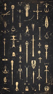 复古风奇幻武器图标集合