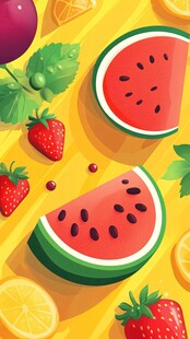 缤纷水果插画 色彩超亮眼