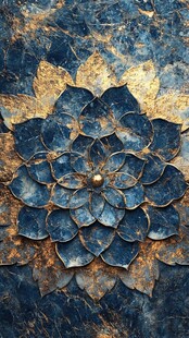 蓝金浮雕莲花艺术纹理