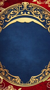 中式金边蓝底古典边框图