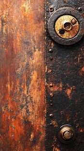 生锈铁门的复古金属细节