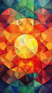 多彩几何太阳抽象艺术图案